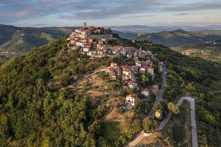 The hilltop town of Motovun above the Mirna valley