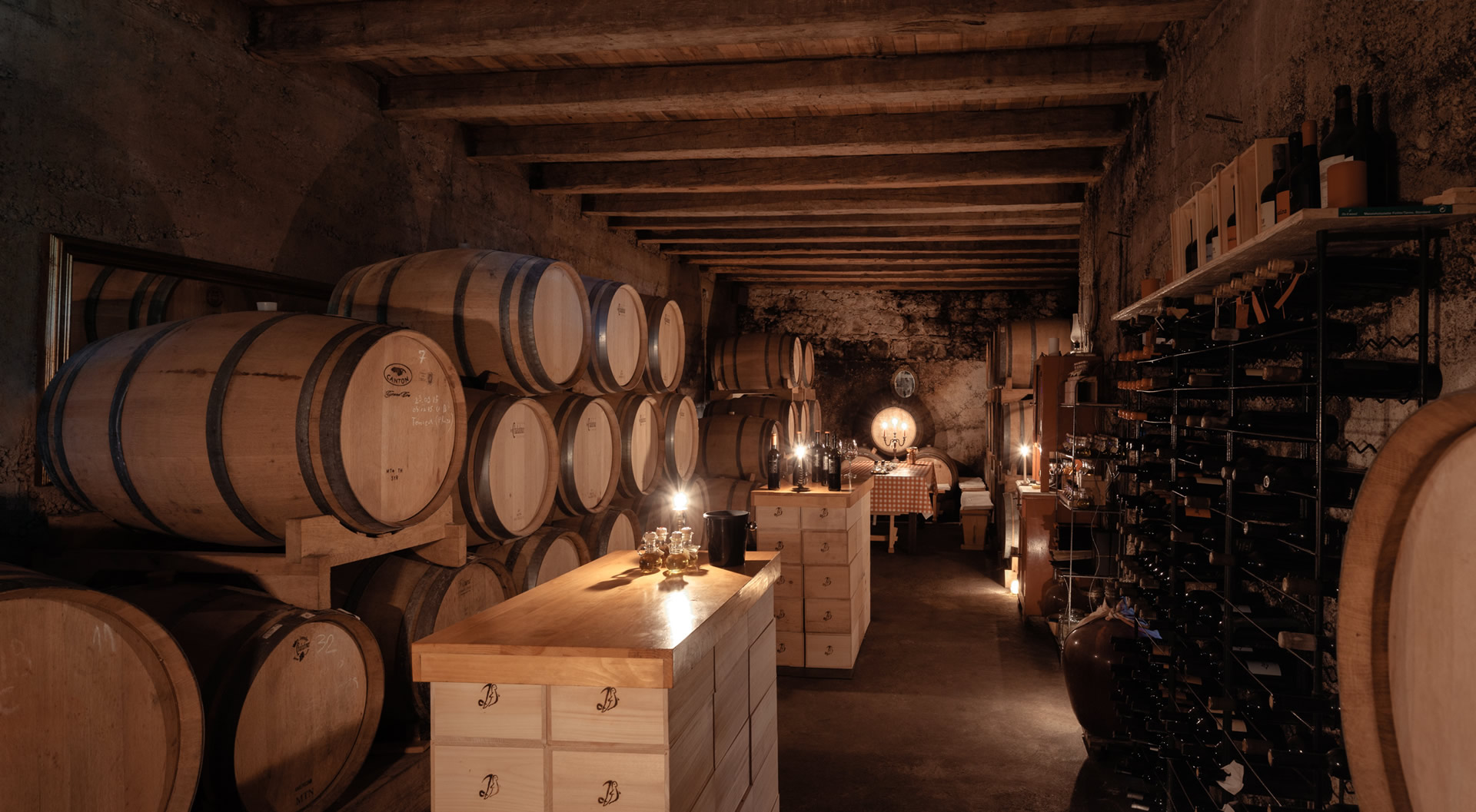 Cozy wine cellar with barrels and bottles, Jelsa, Hvar